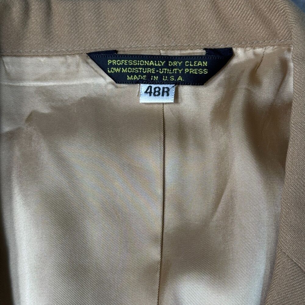 VTG LL Bean Sport‎ Coat Jacket Blazer Mens 48R Tan Brown Two Button Academia USA - Picture 6 of 11